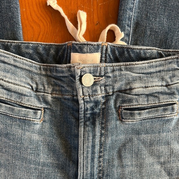 MOTHER laced hustler women’s Blue Ankle Cropped Jeans w Distressed Details sz 24 - Picture 7 of 15